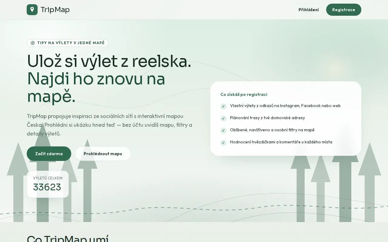 Screenshot webu tripmap.cz — TripMap