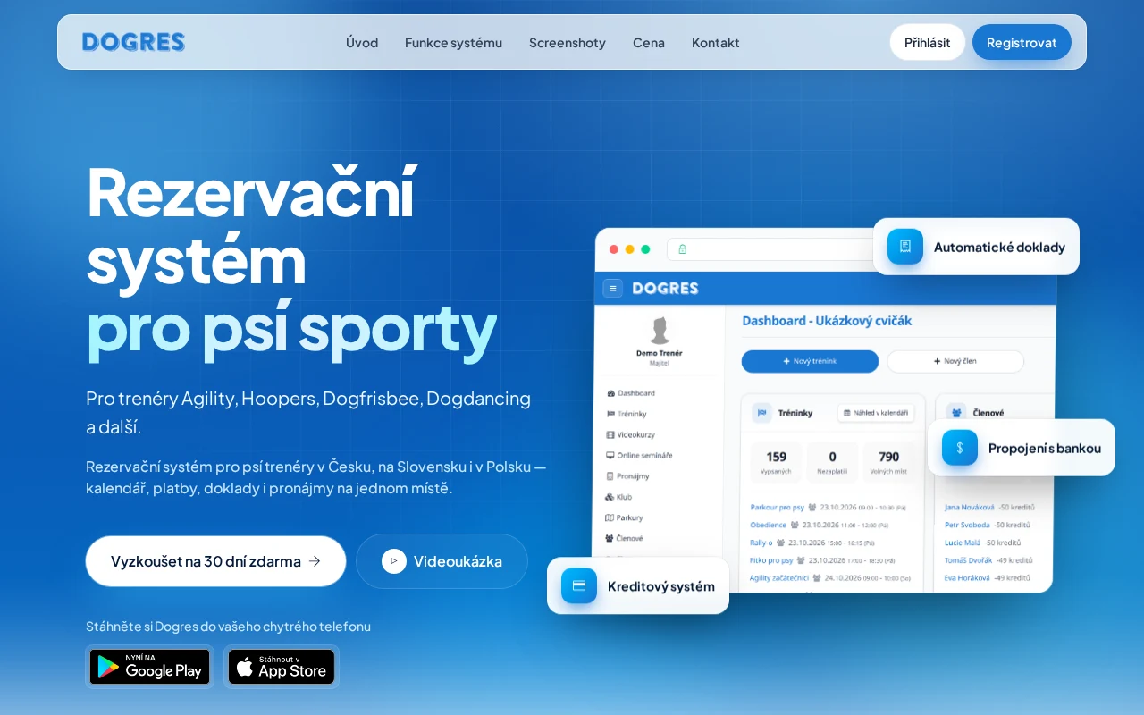 Screenshot webu dogres.cz — Dogres