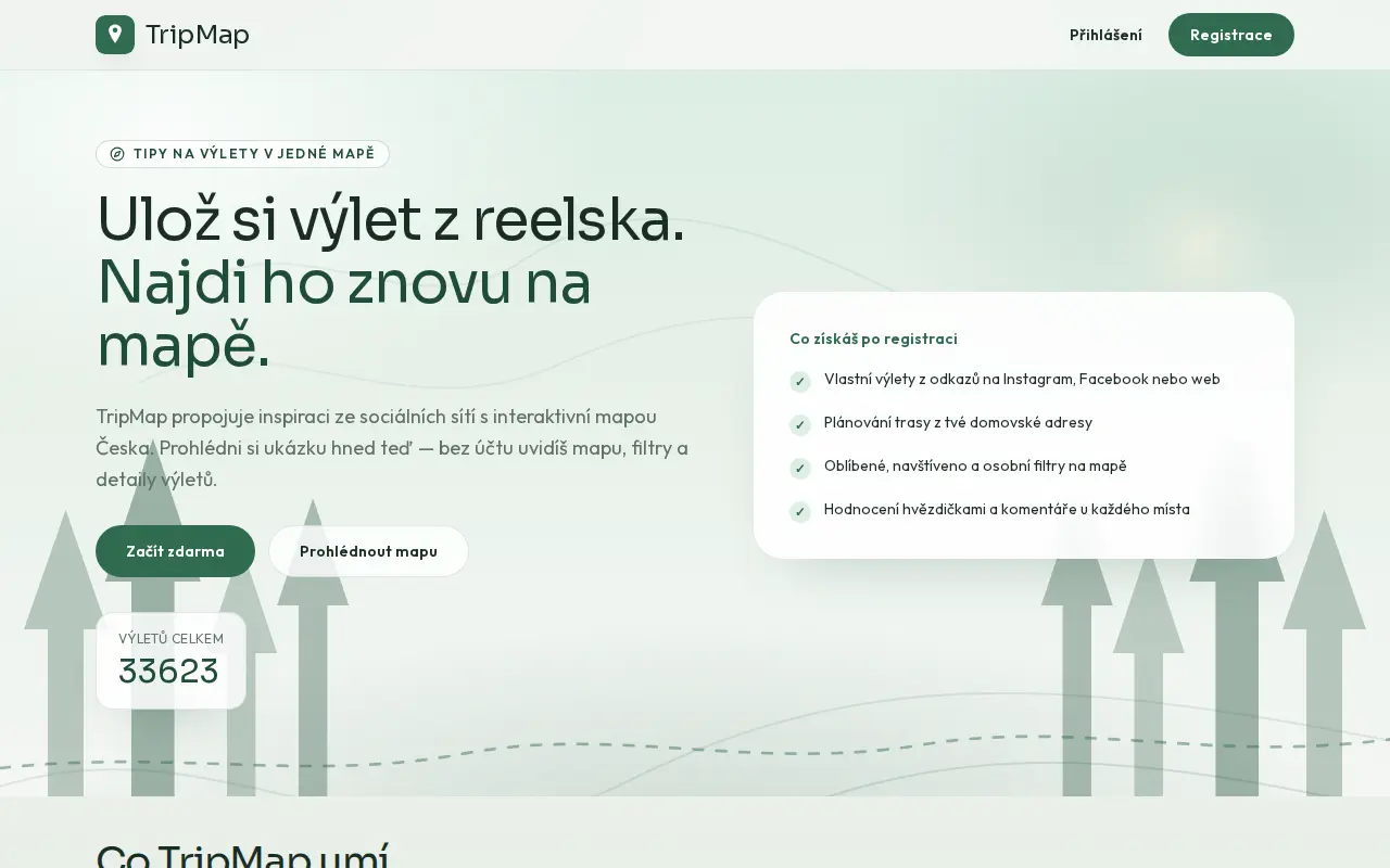 Screenshot webu tripmap.cz — TripMap